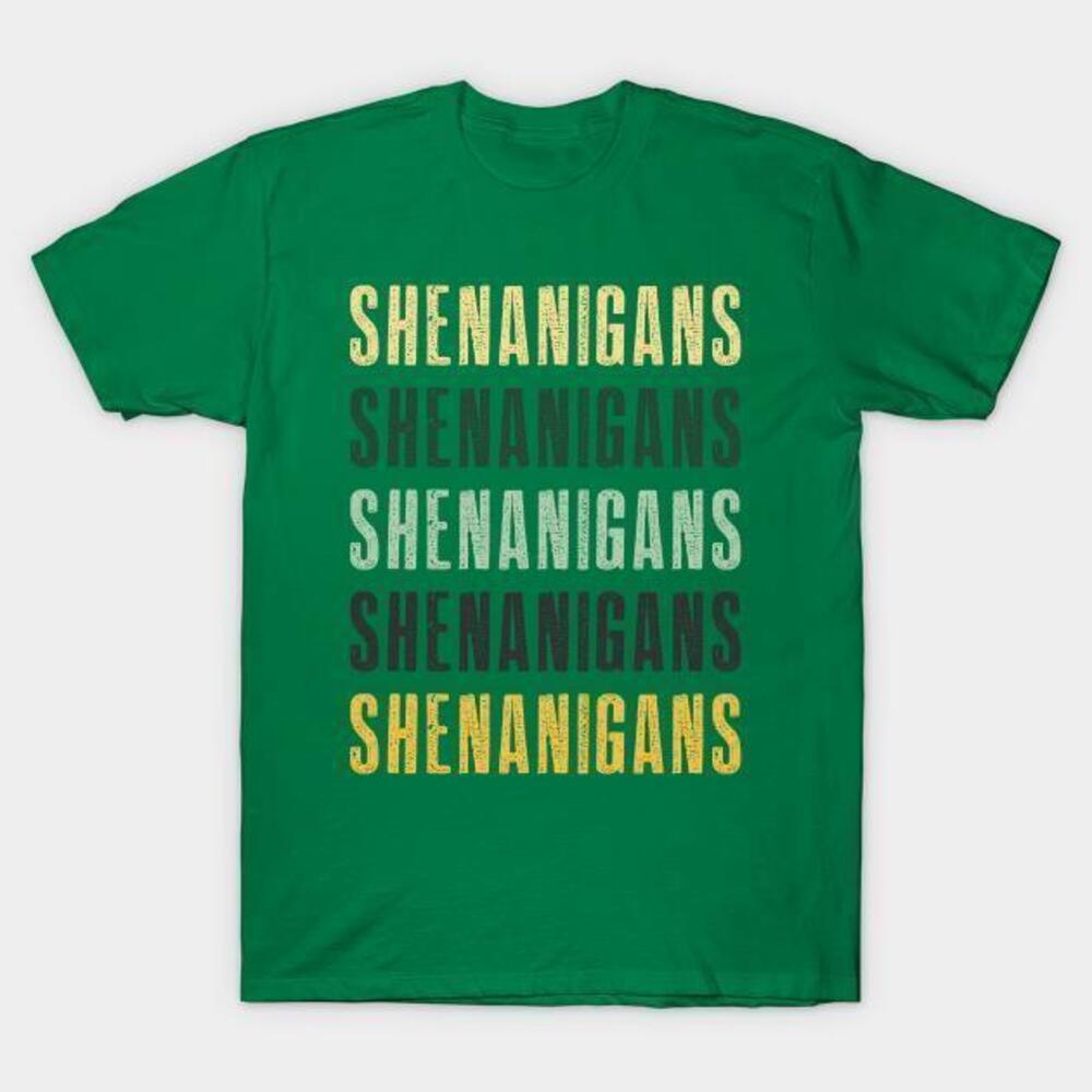 Shenanigans Distressed Text Funny St Patricks Day Tshirt